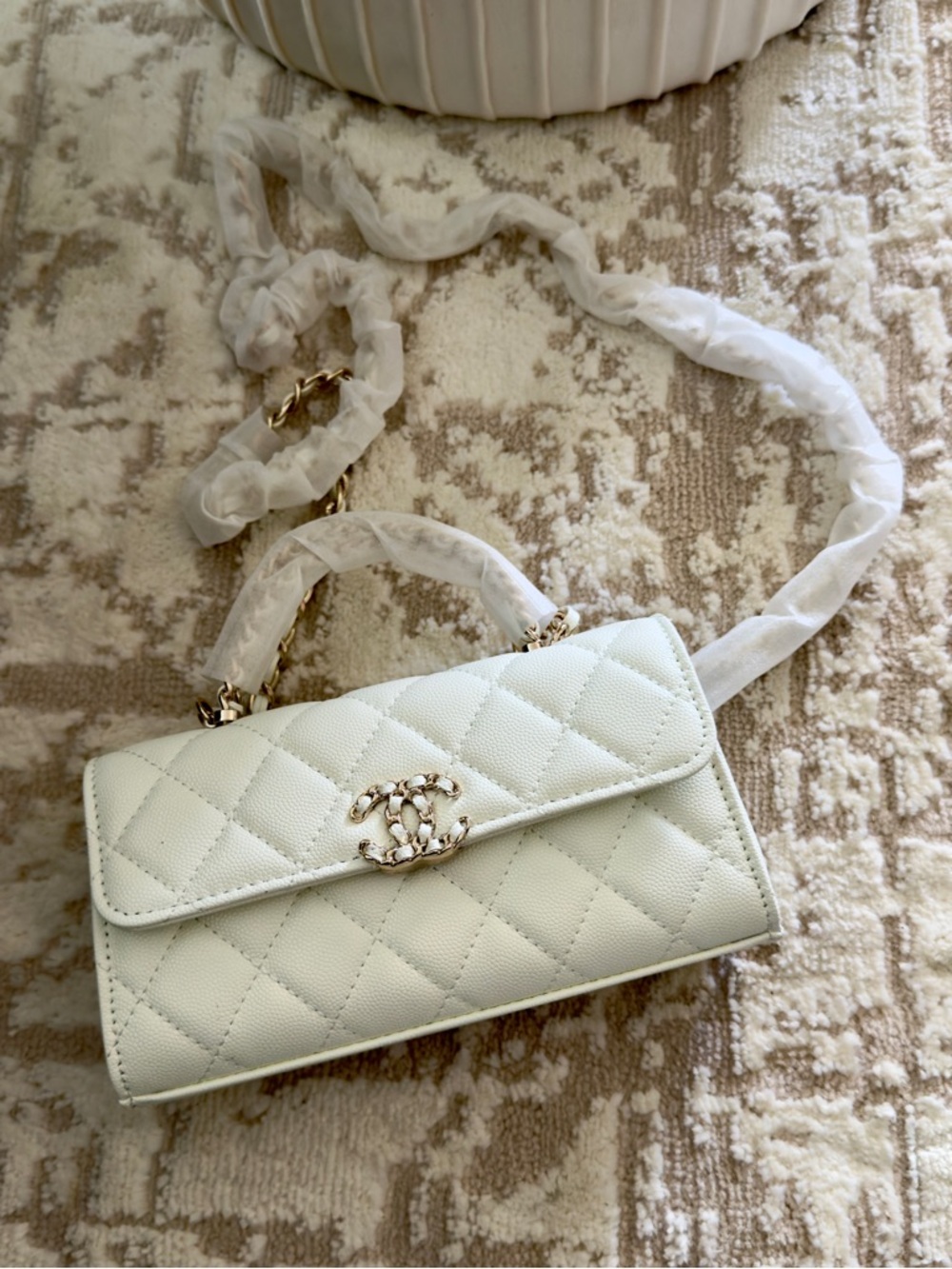 Chanel makeup bag white